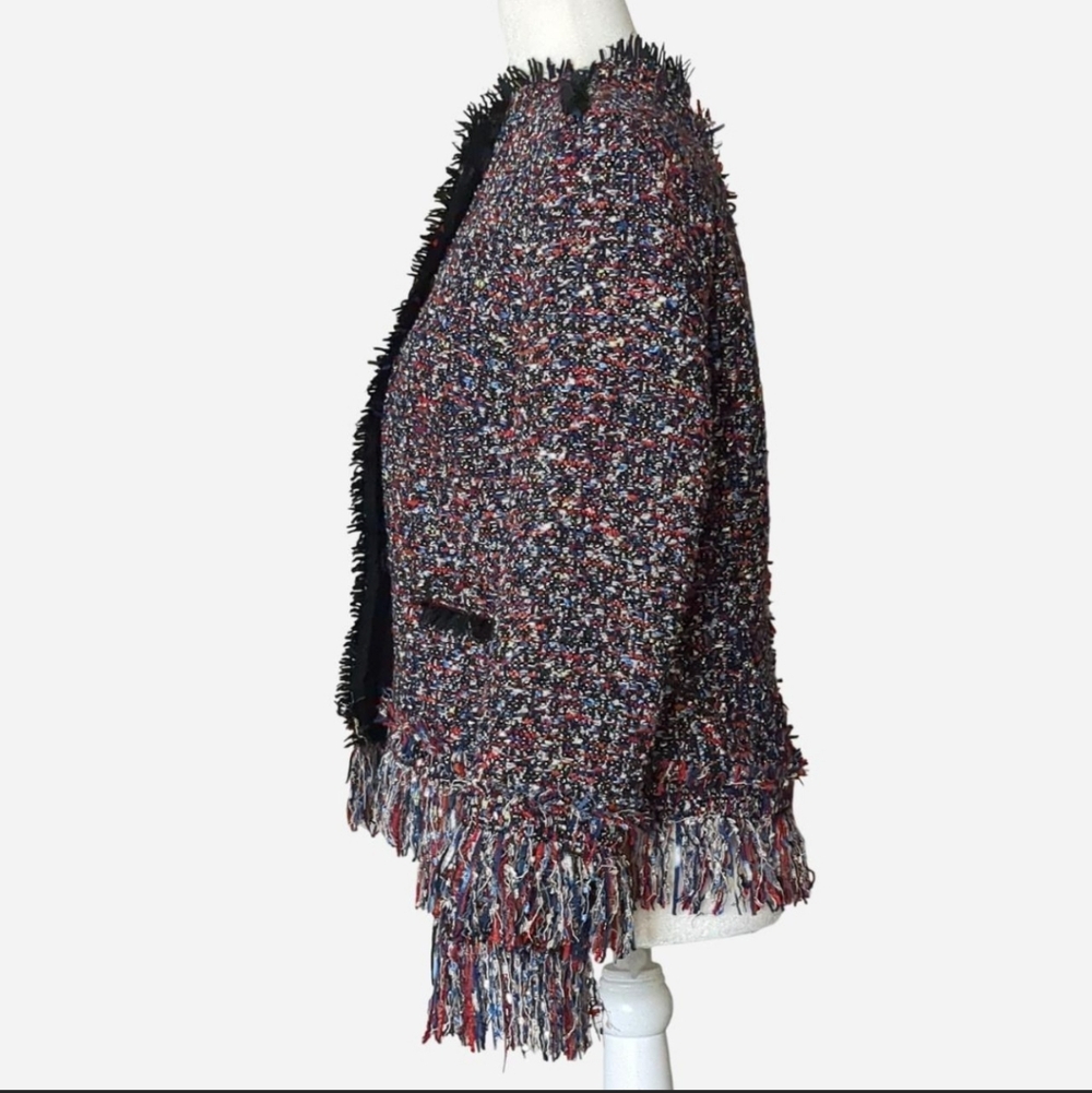 ✨ STUNNING Ann Taylor "Fiesta" Tweed Fringe Jacket Size Small✨ - Picture 4 of 10